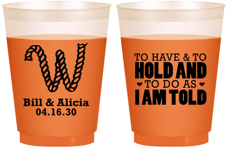 Custom Wedding 16 oz Color Changing Frosted Cups - To Have And To Hold | 449
