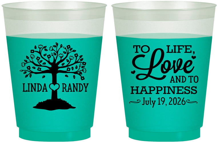 Custom Wedding 16 oz Color Changing Frosted Cups - Love And Happiness | 451