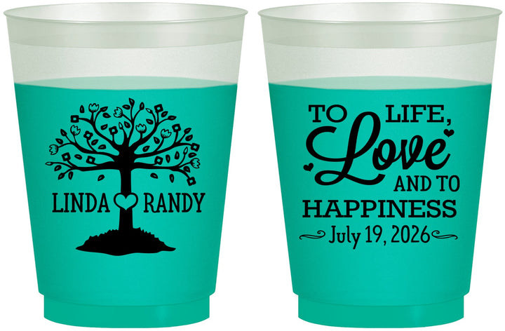 Custom Wedding 16 oz Color Changing Frosted Cups - Love And Happiness | 451