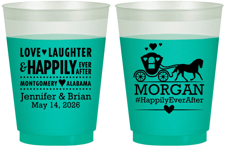 Custom Wedding 16 oz Color Changing Frosted Cups - Happily Ever After | 452