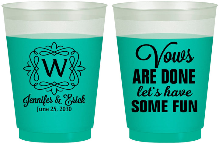 Custom Wedding 16 oz Color Changing Frosted Cups - Vows Are Done Have Fun | 460