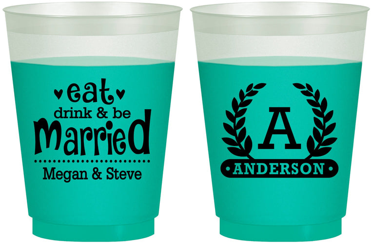 Custom Wedding 16 oz Color Changing Frosted Cups - Monogram | 464