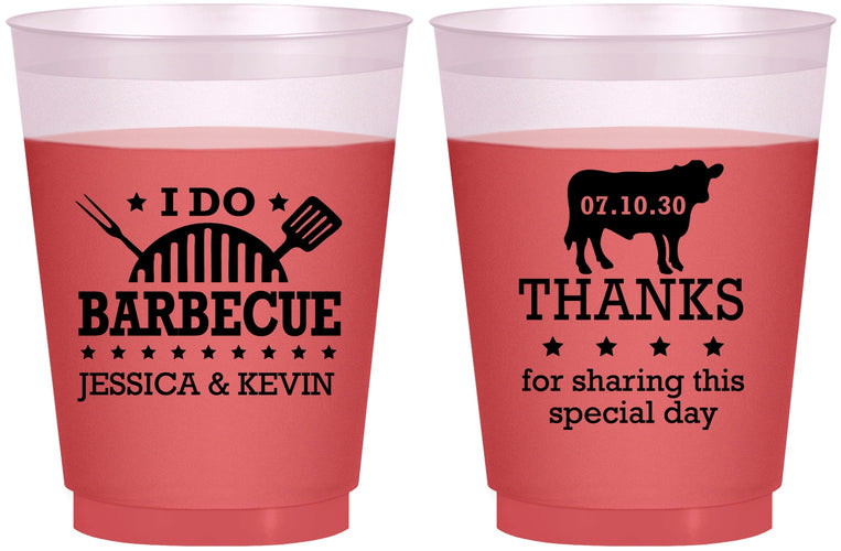 Custom Wedding 16 oz Color Changing Frosted Cups - I Do Barbecue Bbq | 468
