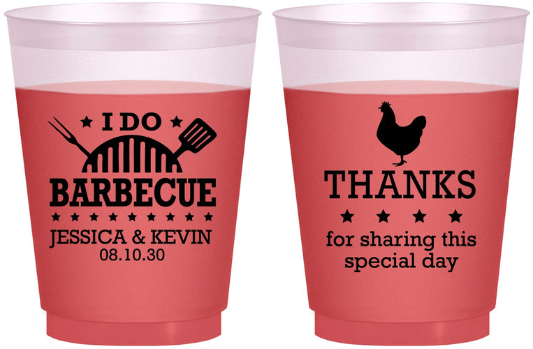 Custom Wedding 16 oz Color Changing Frosted Cups - I Do Barbecue Bbq | 469