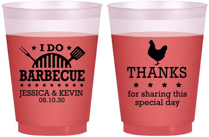 Custom Wedding 16 oz Color Changing Frosted Cups - I Do Barbecue Bbq | 469