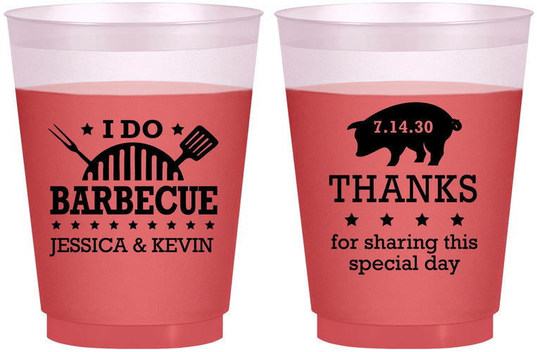 Custom Wedding 16 oz Color Changing Frosted Cups - I Do Barbecue Bbq | 470