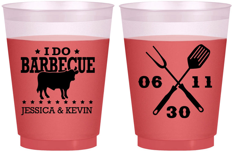 Custom Wedding 16 oz Color Changing Frosted Cups - I Do Barbecue Bbq | 471
