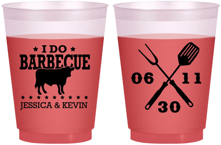 Custom Wedding 16 oz Color Changing Frosted Cups - I Do Barbecue Bbq | 471
