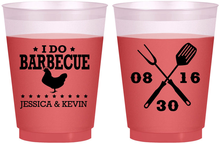 Custom Wedding 16 oz Color Changing Frosted Cups - I Do Barbecue Bbq | 472
