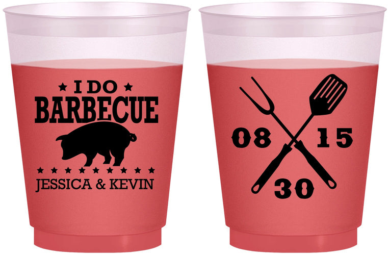 Custom Wedding 16 oz Color Changing Frosted Cups - I Do Barbecue Bbq | 473