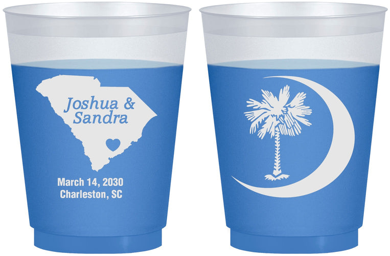 Custom Wedding 16 oz Color Changing Frosted Cups - Palmetto Tree | 475