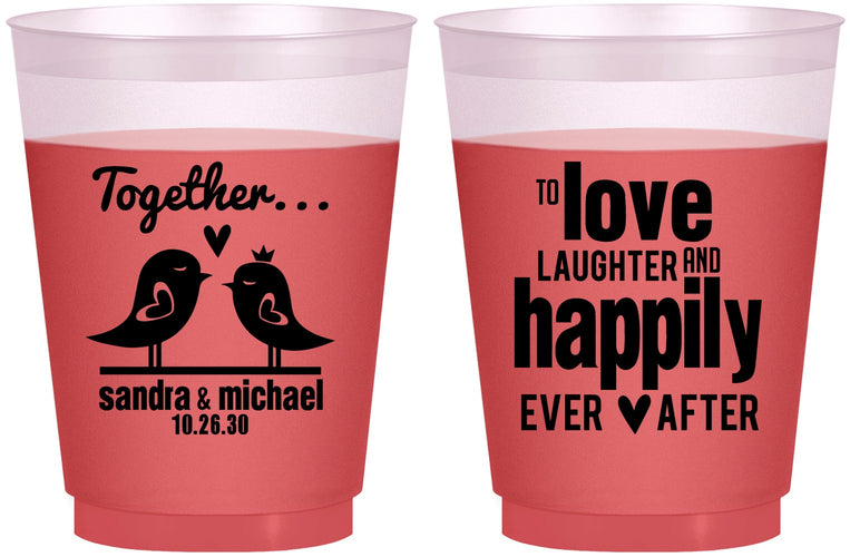 Custom Wedding 16 oz Color Changing Frosted Cups - Happily Ever After | 480