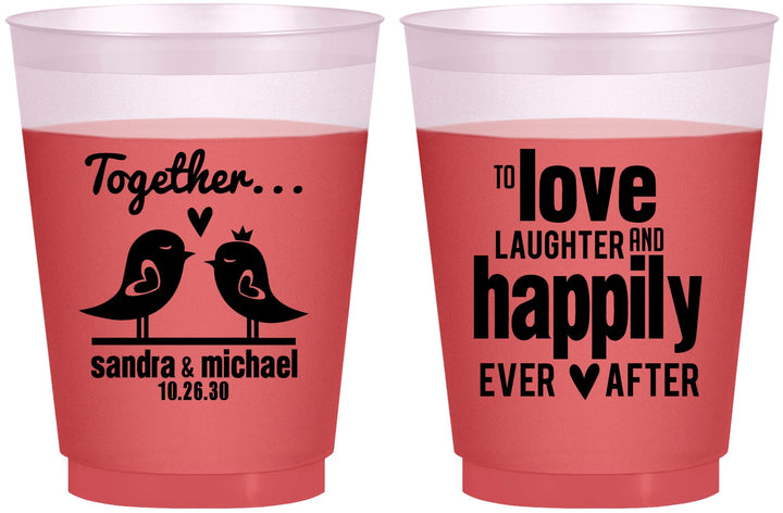 Custom Wedding 16 oz Color Changing Frosted Cups - Happily Ever After | 480