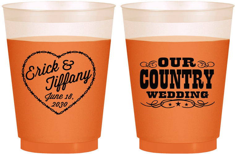 Custom Wedding 16 oz Color Changing Frosted Cups - Country Wedding | 484