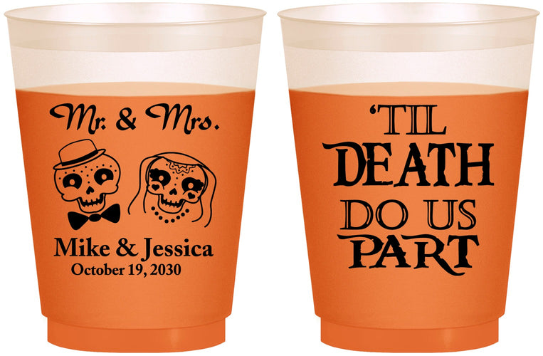 Custom Wedding 16 oz Color Changing Frosted Cups - Til Death Do Us Part | 487
