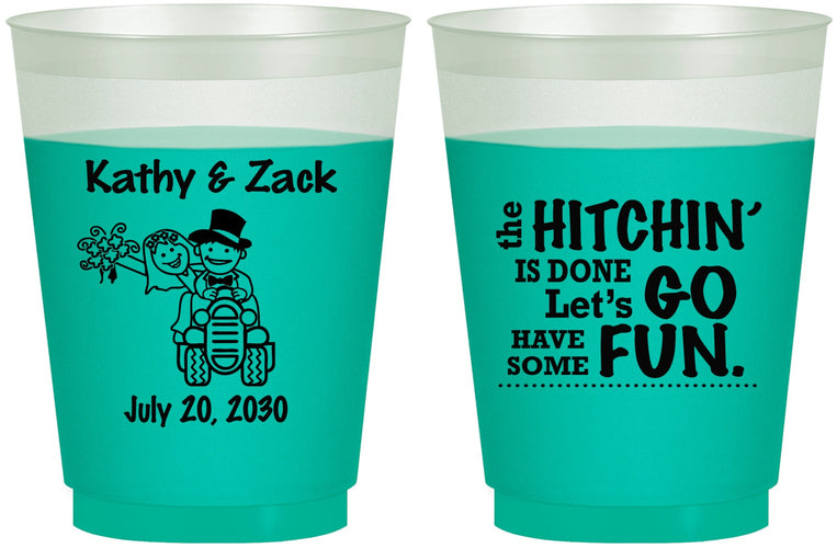 Custom Wedding 16 oz Color Changing Frosted Cups - Tractor Hitchin | 489