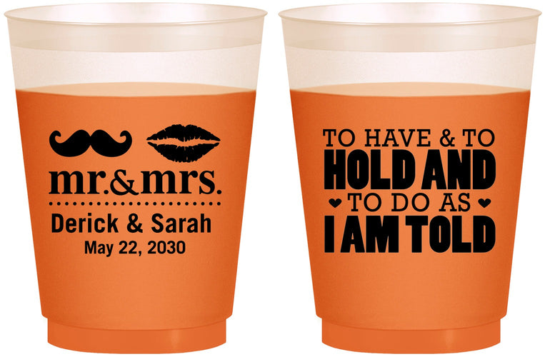 Custom Wedding 16 oz Color Changing Frosted Cups - To Have And To Hold | 491