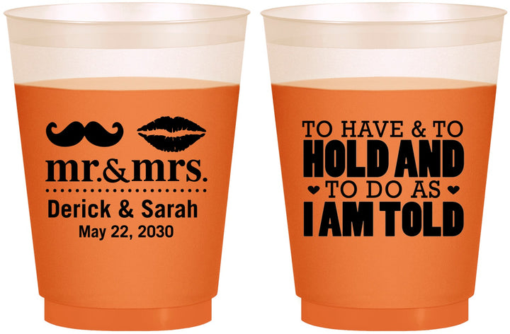 Custom Wedding 16 oz Color Changing Frosted Cups - To Have And To Hold | 491