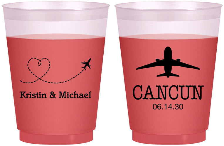 Custom Wedding 16 oz Color Changing Frosted Cups - Destination | 492