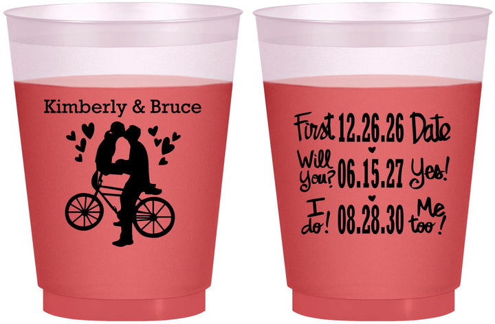 Custom Wedding 16 oz Color Changing Frosted Cups - First Date Will You I Do | 497