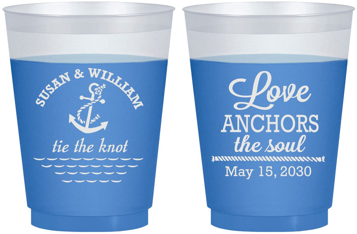 Custom Wedding 16 oz Color Changing Frosted Cups - Love Anchors The Soul | 498