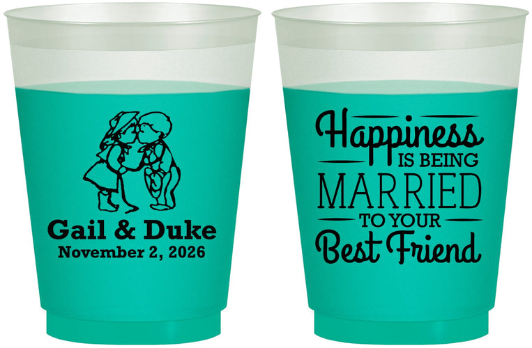 Custom Wedding 16 oz Color Changing Frosted Cups - Best Friend | 499