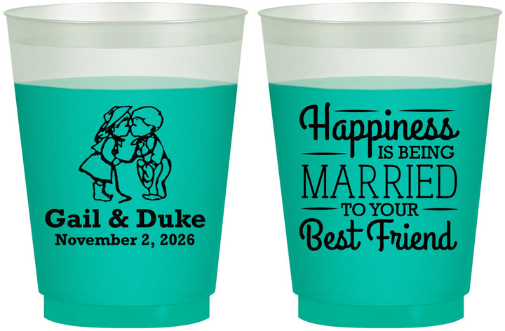 Custom Wedding 16 oz Color Changing Frosted Cups - Best Friend | 499