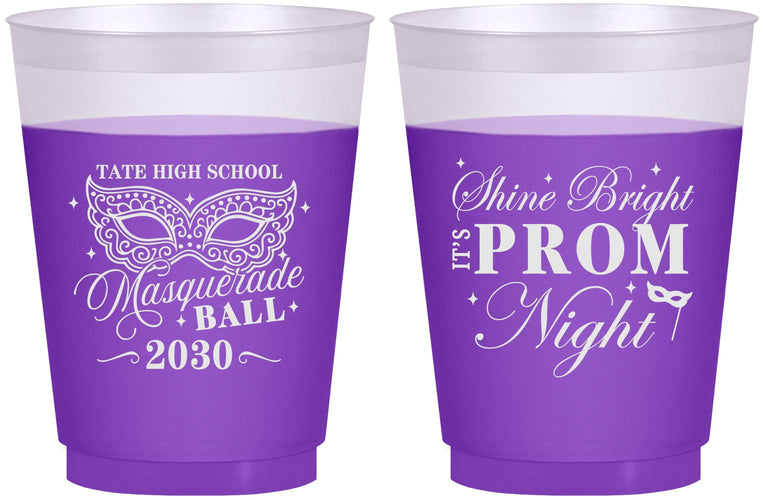 Custom Prom 16 oz Color Changing Frosted Cups - Masquerade Ball | 50010