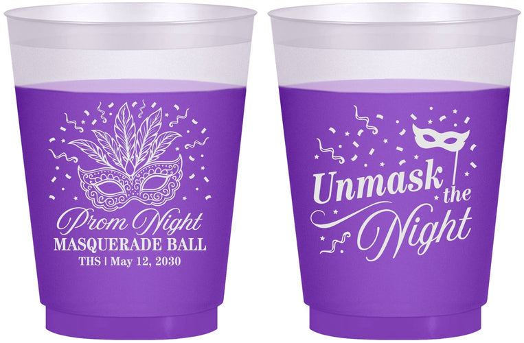 Custom Prom 16 oz Color Changing Frosted Cups - Masquerade Ball | 50011