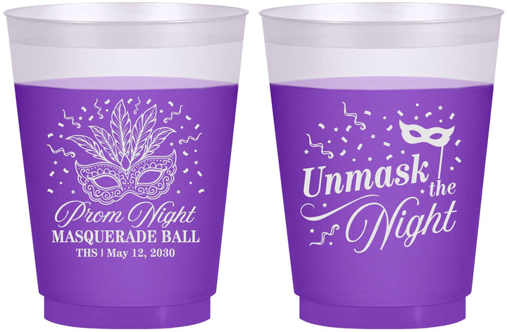 Custom Prom 16 oz Color Changing Frosted Cups - Masquerade Ball | 50011