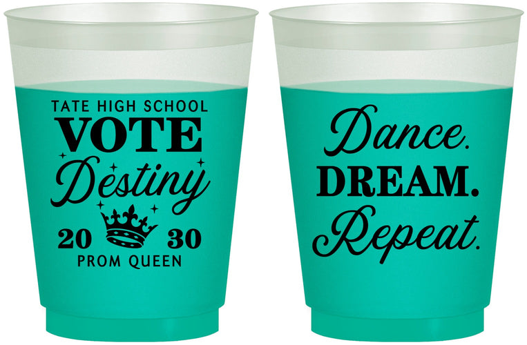 Custom Prom 16 oz Color Changing Frosted Cups - Queen Vote | 50016