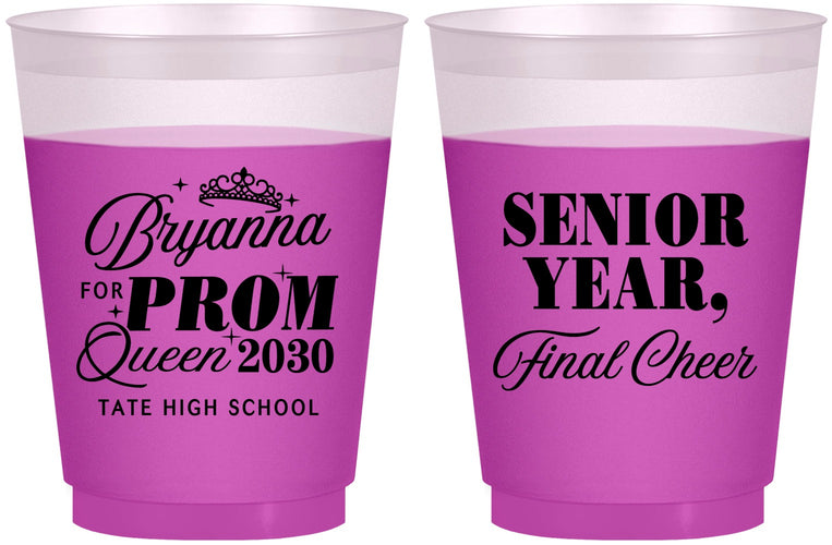 Custom Prom 16 oz Color Changing Frosted Cups - Queen Vote | 50018