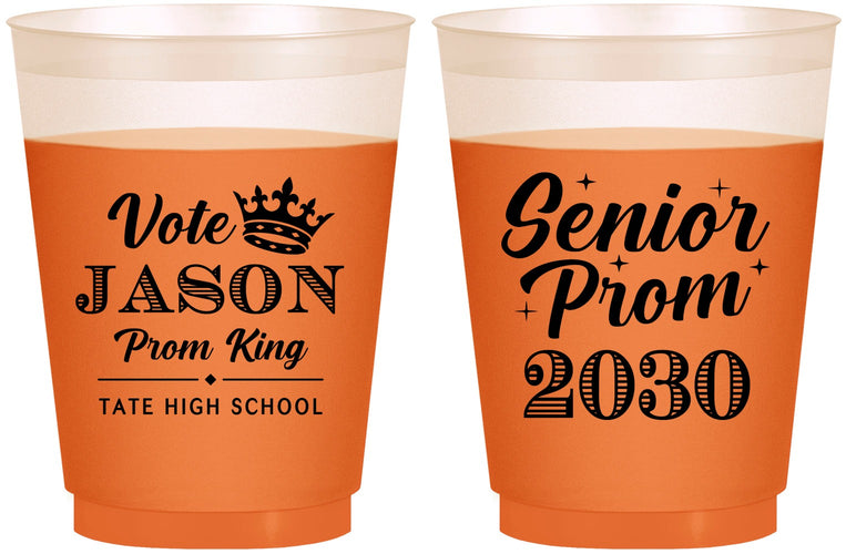 Custom Prom 16 oz Color Changing Frosted Cups - King Vote | 50019