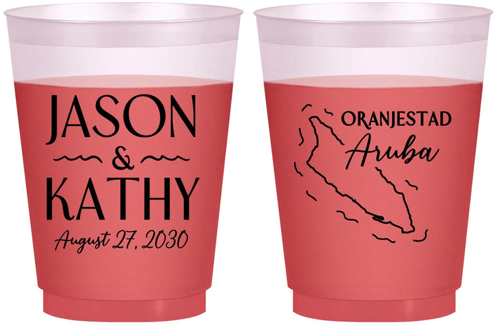 Custom Wedding 16 oz Color Changing Frosted Cups - Aruba | 504