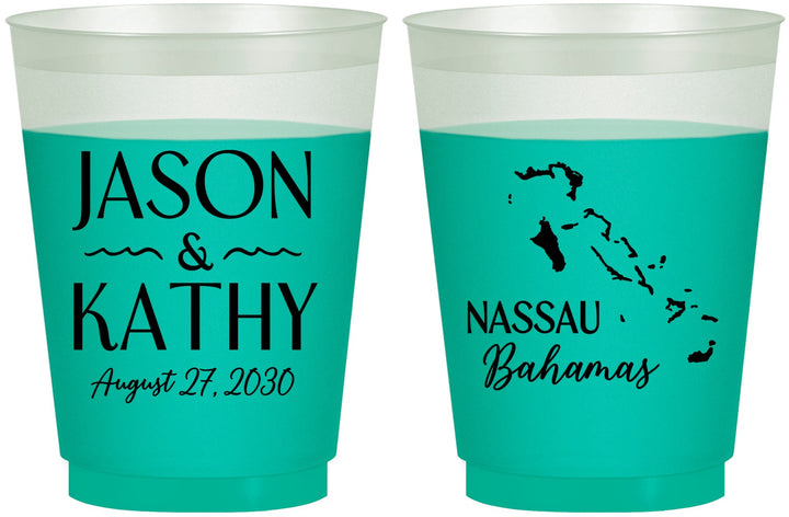 Custom Wedding 16 oz Color Changing Frosted Cups - Bahamas | 506