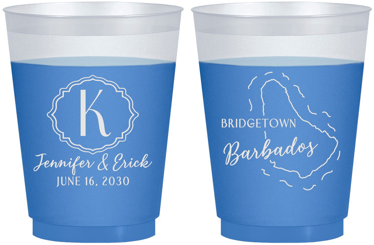 Custom Wedding 16 oz Color Changing Frosted Cups - Barbados | 508