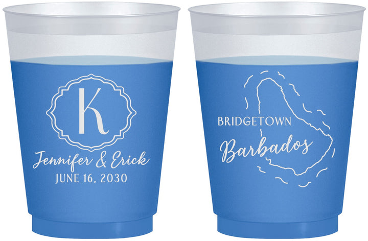 Custom Wedding 16 oz Color Changing Frosted Cups - Barbados | 508