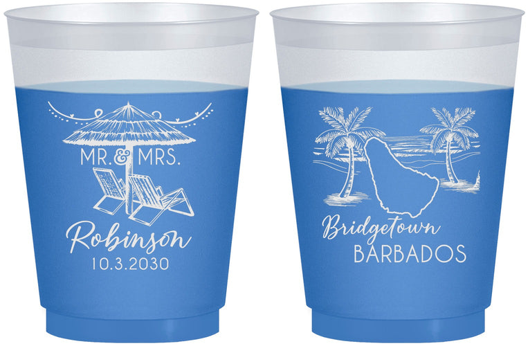 Custom Wedding 16 oz Color Changing Frosted Cups - Barbados | 509