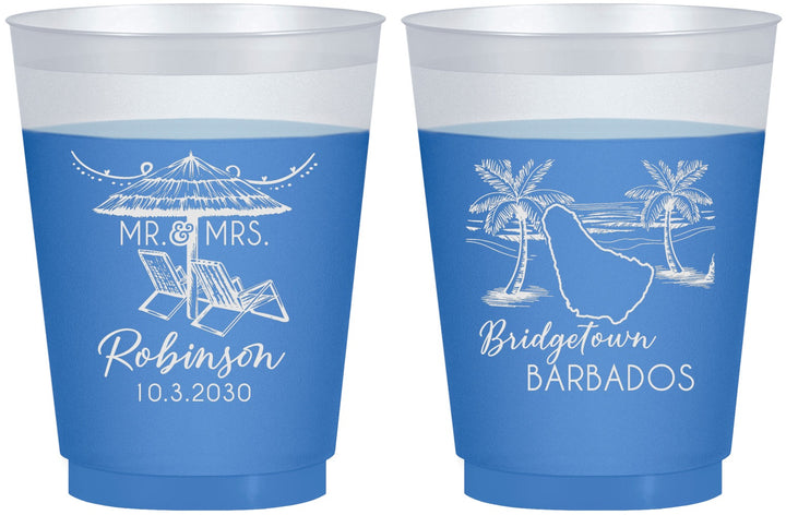 Custom Wedding 16 oz Color Changing Frosted Cups - Barbados | 509