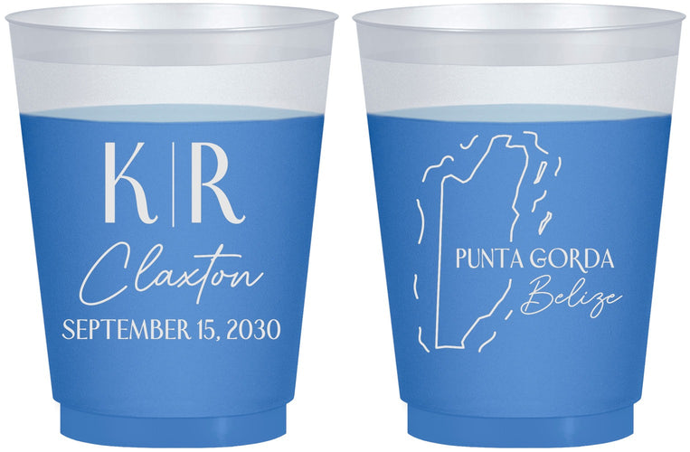 Custom Wedding 16 oz Color Changing Frosted Cups - Belize | 510