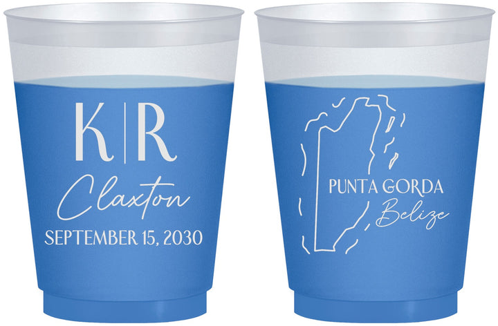Custom Wedding 16 oz Color Changing Frosted Cups - Belize | 510