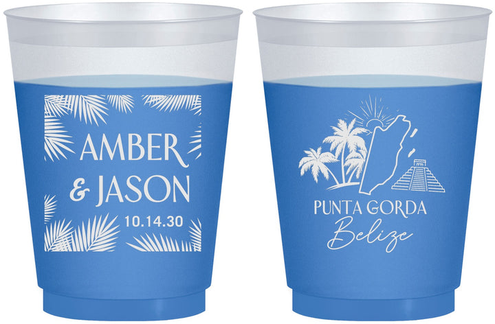 Custom Wedding 16 oz Color Changing Frosted Cups - Belize | 511