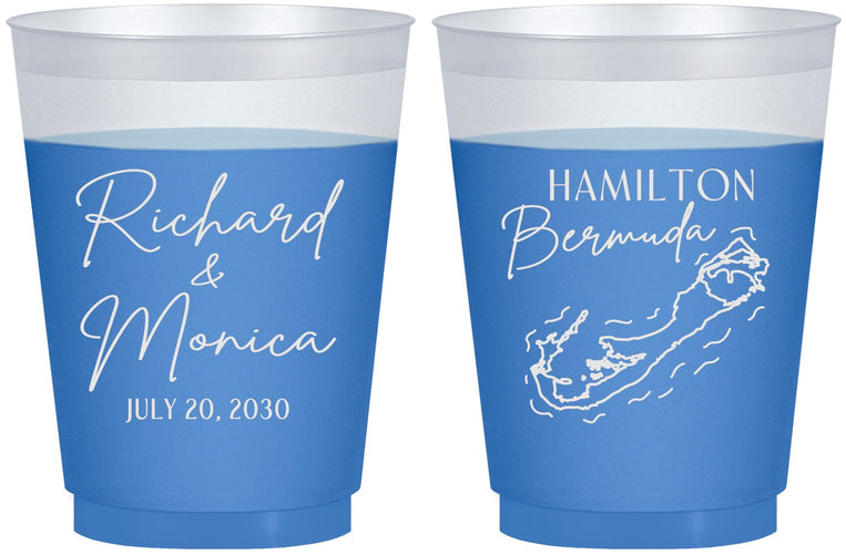 Custom Wedding 16 oz Color Changing Frosted Cups - Bermuda | 512