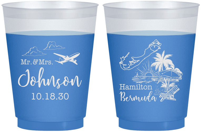 Custom Wedding 16 oz Color Changing Frosted Cups - Bermuda | 513