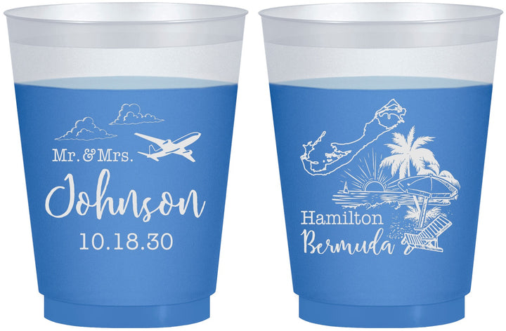 Custom Wedding 16 oz Color Changing Frosted Cups - Bermuda | 513