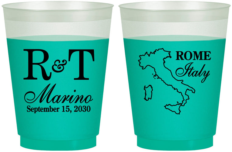 Custom Wedding 16 oz Color Changing Frosted Cups - Italy | 514