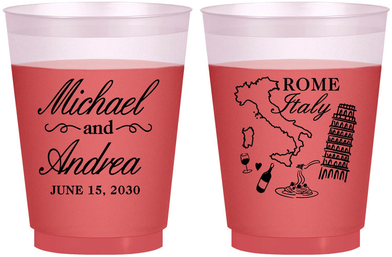 Custom Wedding 16 oz Color Changing Frosted Cups - Italy | 515