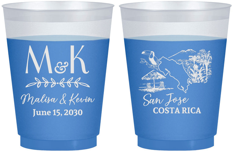 Custom Wedding 16 oz Color Changing Frosted Cups - Costa Rica | 519