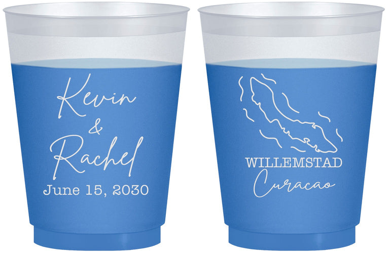 Custom Wedding 16 oz Color Changing Frosted Cups - Curacao | 520