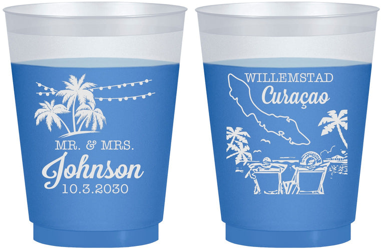Custom Wedding 16 oz Color Changing Frosted Cups - Curacao | 521